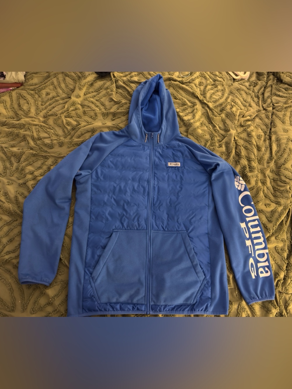 Columbia PFG Royal Blue Hooded Puffer Zip-Up Jacket